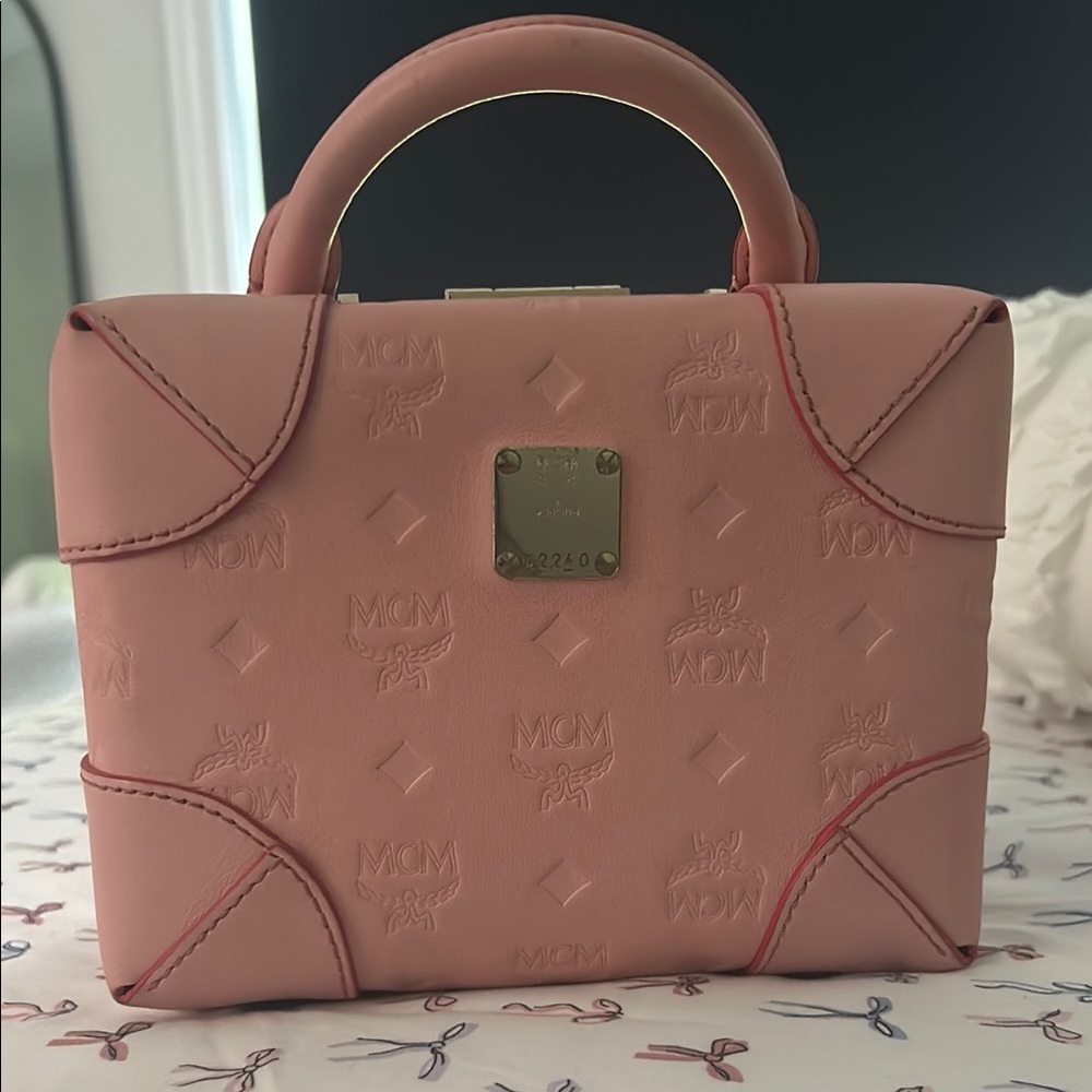 MCM Pink Mini Bag with Embossed Monogram